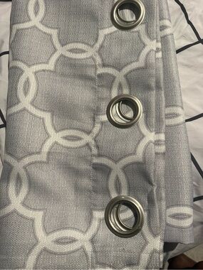 The Big One Gray Geometric Grommet Curtain Panels